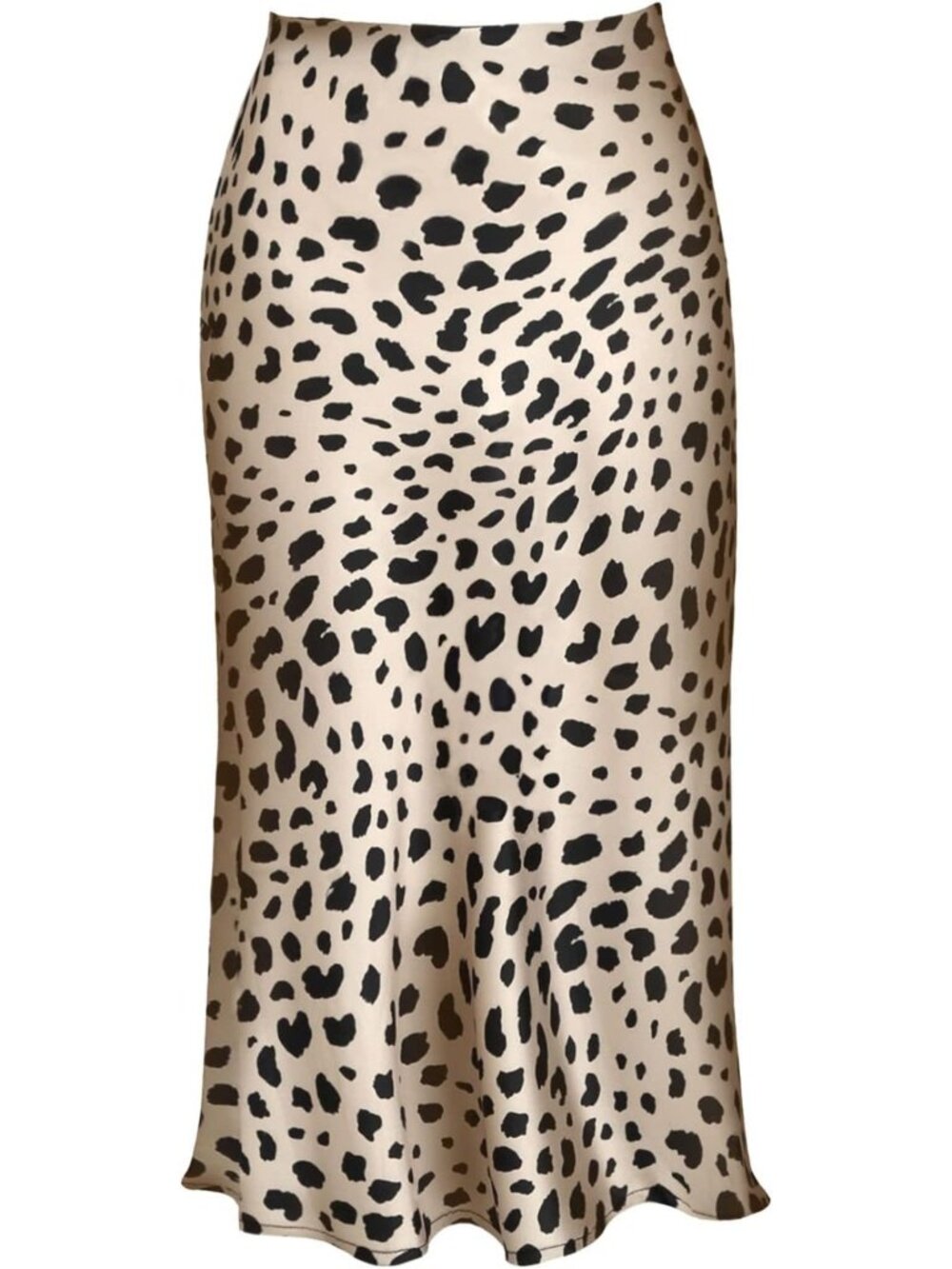 Trendy Women's Leopard Print Midi Skirt - Summer Long Satin High Waist Elastic